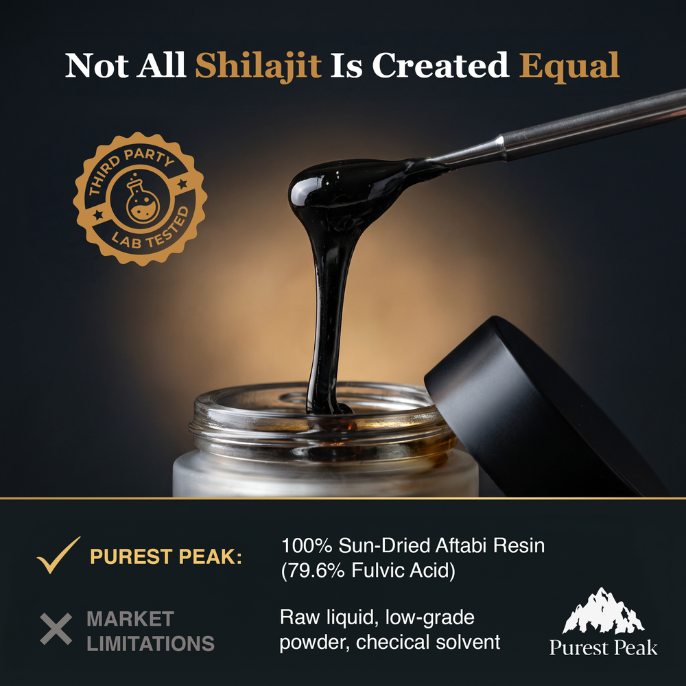 Purest Peak Shilajit Resin on a steel spoon
